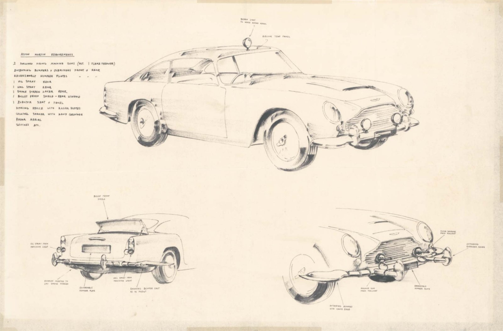 Sir Ken Adam's Sketches of the DB5